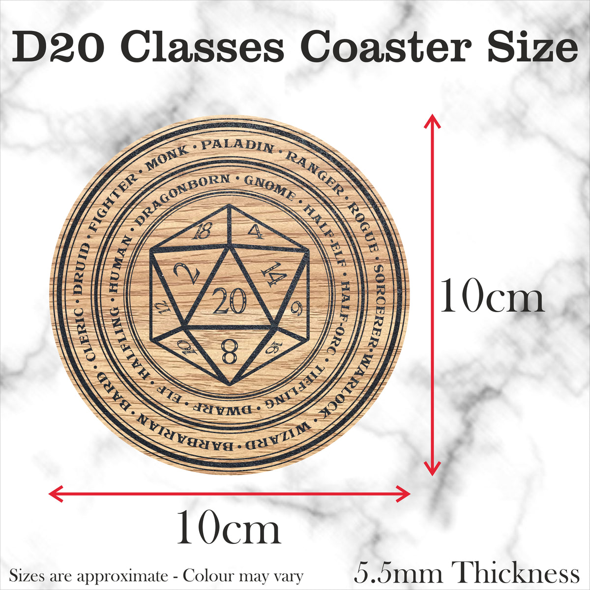 D20 Dungeons and Dragons themed coasters D&D