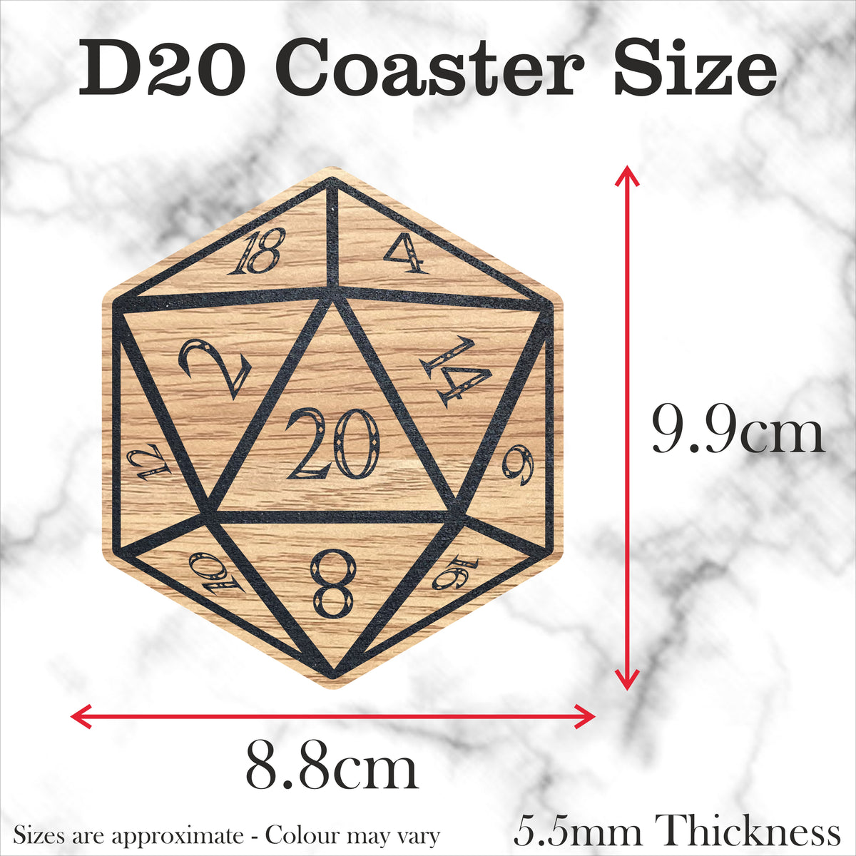 D20 Dungeons and Dragons themed coasters D&D