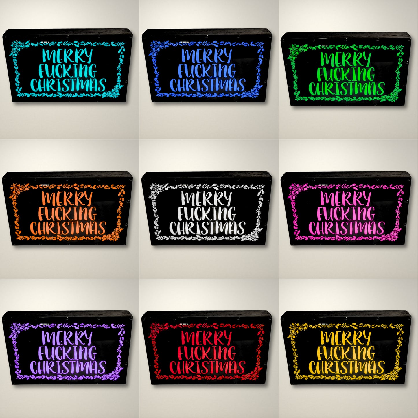 Merry Fucking Christmas Wreath LED Lightbox