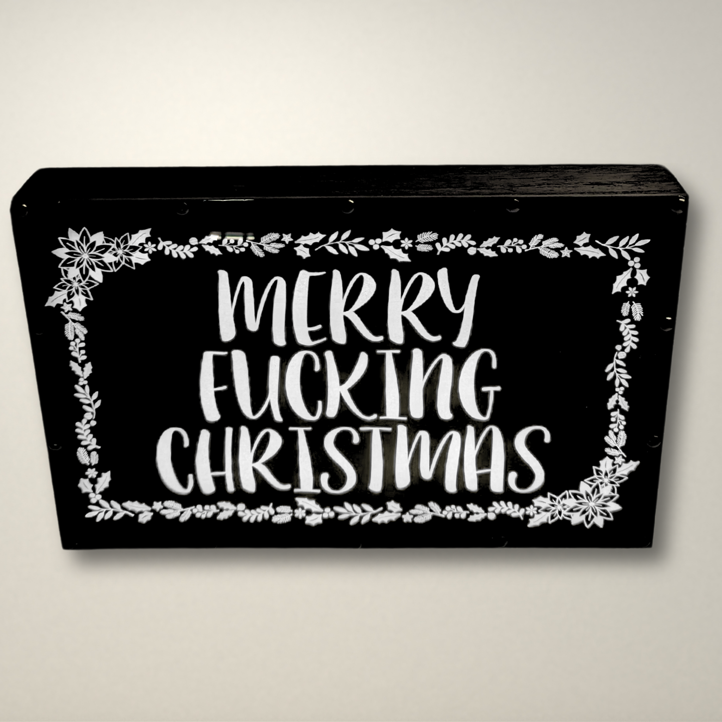 Merry Fucking Christmas Wreath LED Lightbox