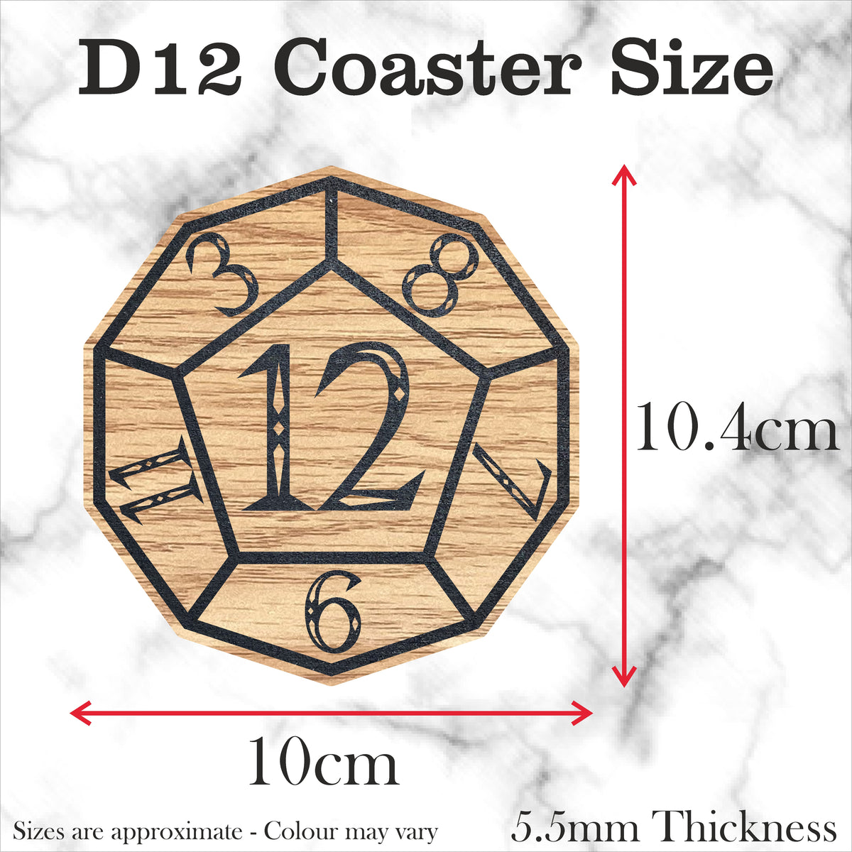 Dice Shape Set 7 Wood Laminate Coasters