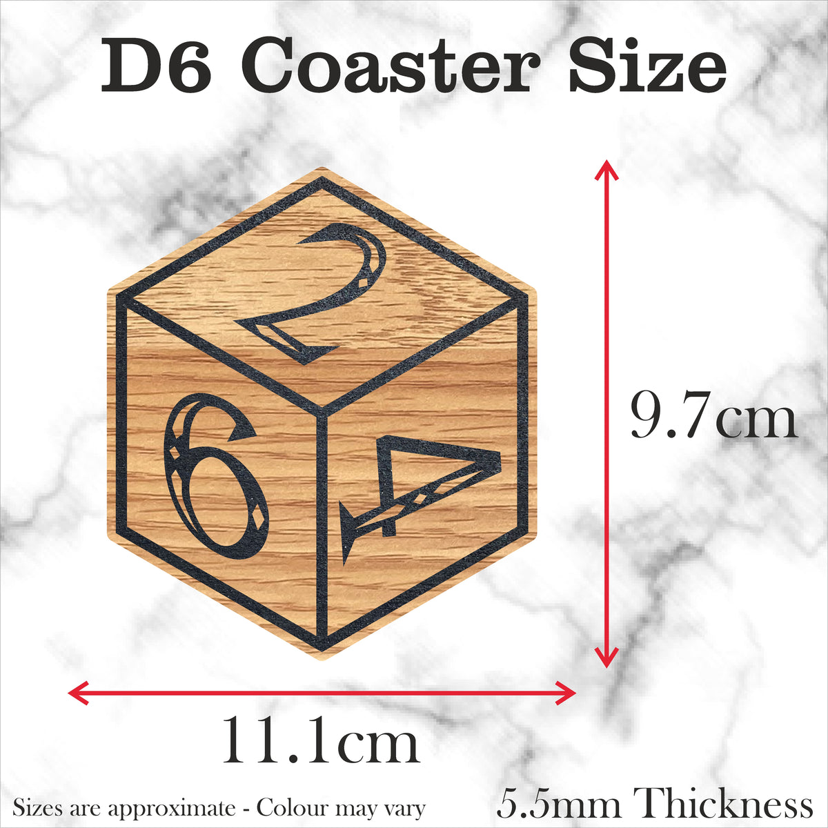 Dice Shape Set 7 Wood Laminate Coasters