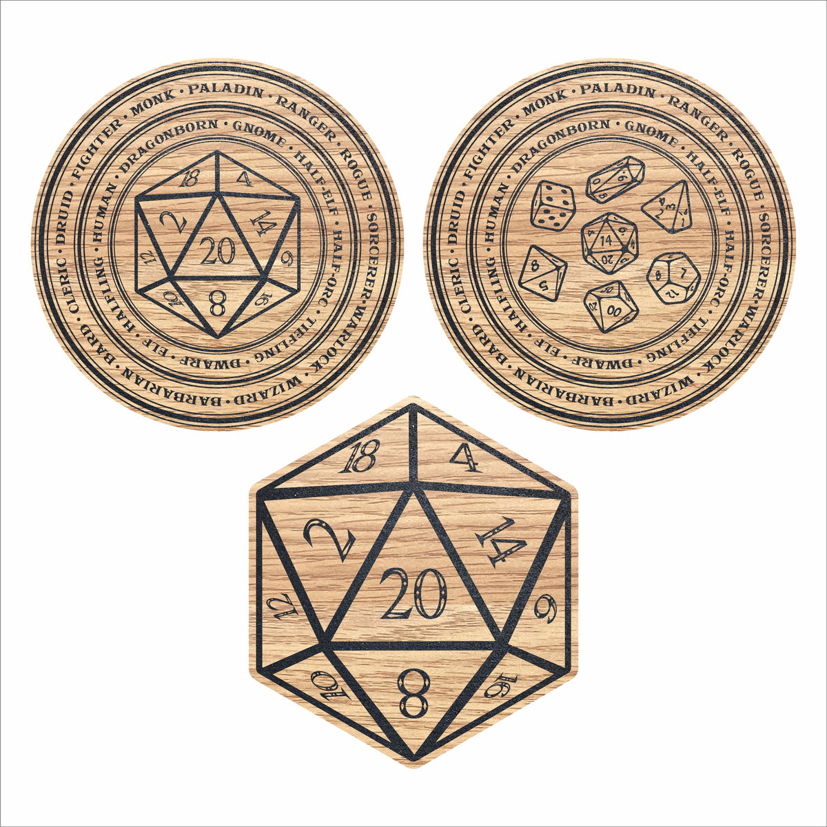 D20 Dungeons and Dragons themed coasters D&D