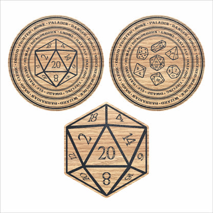 D20 Dungeons and Dragons themed coasters D&D