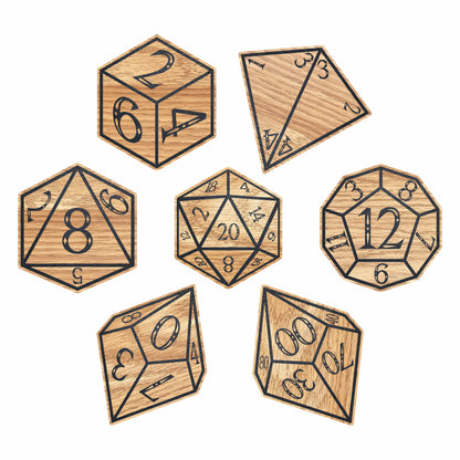 Dice Shape Set 7 Wood Laminate Coasters