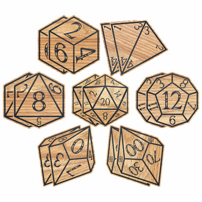 Dice Shape Set 7 Wood Laminate Coasters