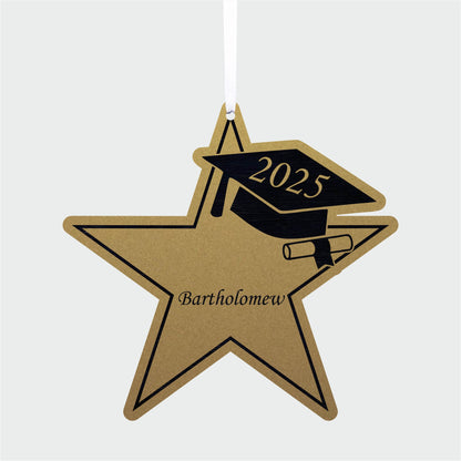 Personalised Graduation Gold Star Hanging Decoration
