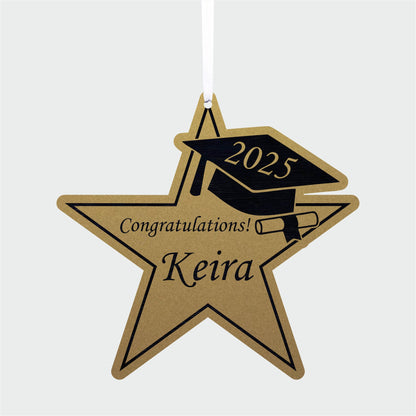 Personalised Graduation Gold Star Hanging Decoration