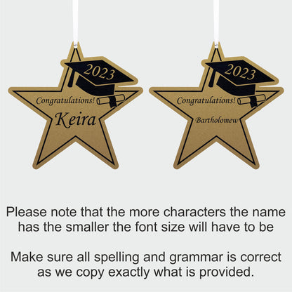 Personalised Graduation Gold Star Hanging Decoration