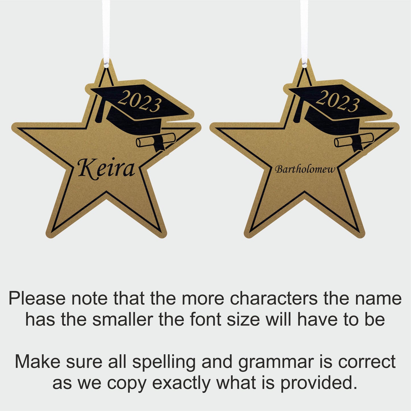 Personalised Graduation Gold Star Hanging Decoration