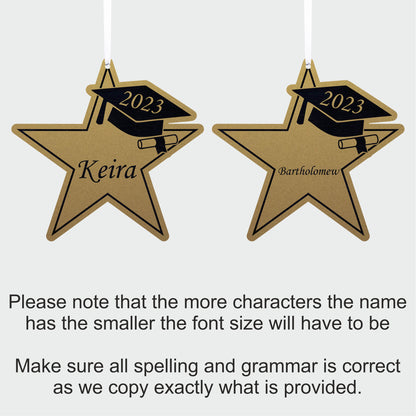 Personalised Graduation Gold Star Hanging Decoration