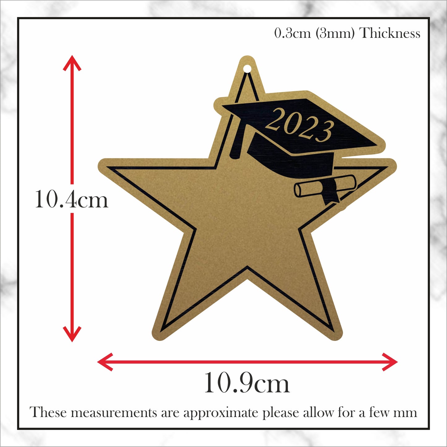 Personalised Graduation Gold Star Hanging Decoration