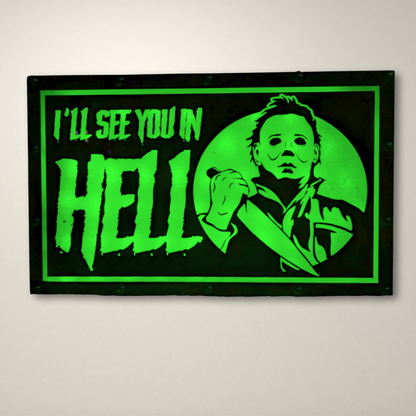See you in Hell Halloween inspired LED Lightbox